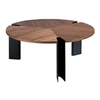 Image de Table basse en noyer et acier noir 2113C, Ø90 x 36 cm. -