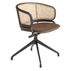 Image de Chaise pivotante en velours brun et rotin