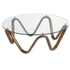 Image de Table basse ronde en verre trempé et noyer