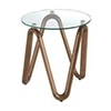 Image de Table d'angle ronde en verre trempé et noyer