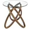 Image de Table d'angle ronde en verre trempé et noyer