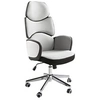 Image de Siège de bureau pivotant tissu gris clair et pvc blanc brillant