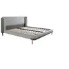 Image de Lit en tissu gris clair et simili cuir gris foncé