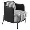 Image de Fauteuil en tissu noir et blanc et similicuir noir