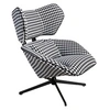 Image de Fauteuil pivotant en tissu noir et blanc 5142, 85 x 95 x 98 cm -