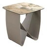 Image de Table d'angle carrée en marbre porcelaine et acier taupe métallique 2145, 50 x 50 x 50 cm -