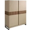 Image de Buffet haut en similicuir, noyer et acier poli 3276, 120 x 50 x 150 cm -
