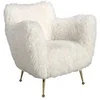 Image de Fauteuil en tissu blanc à poils longs 5191, 93 x 82 x 91 cm -