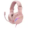 Image de Casque Gaming FRGB Rainbow Over-Ear MH122 Rose Microphone Professionnel