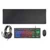Image de Ensemble Mars Gaming MCP-RGB3 Combo, Clavier FRGB, Souris RGB Flow 3200 DPI, Casque RGB et Tapis de souris XXL, Noir, Langue Espagnol