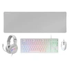 Image de Ensemble Mars Gaming MCP-RGB3 Combo, Clavier FRGB, Souris RGB Flow 3200 DPI, Casque RGB et Tapis de souris XXL, Blanc, Langue Espagnol
