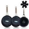 Image de Set 3 Poêles à Frire Antiadhésives à Induction 20-24-28cm, Aluminium Forgé Black Titanium Noir