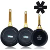 Image de Set 3 Poêles à Frire Antiadhésives à Induction 18-20-24cm, Aluminium Forgé Gold Titanium Noir