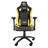 Image de Chaise de jeu Vulture Noire Accoudoirs réglables 4D Inclinaison 180° Coussin lombaire et cervical Mécanisme papillon Roues nylon Piston à gaz classe