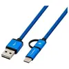 Image de - Câble USB - USB (M) pour Micro-USB Type B, 24 pin USB-C (M) - USB 2.0 - 1 m - bleu
