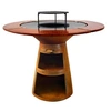 Image de Barbecue rond avec plaque de cuisson et de gril en acier et planche en bois EFP59CO WOOD Marron