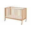 Image de Lit bébé à barreaux pliable 60x120 cm en hêtre massif naturel