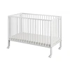 Image de Lit bébé à barreaux pliable 60x120 cm en hêtre massif blanc