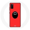 Image de Coque pour Samsung Galaxy S20 Squid Game masque carré fond rouge
