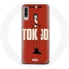 Image de Coque pour Samsung Galaxy A50 La casa de papel Tokyo Fanart logo Fond Rouge