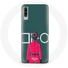Image de Coque pour Samsung Galaxy A50 Squid Game Soldat Rouge avec Masque Cercle Fond Vert