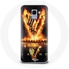 Image de Coque pour Samsung Galaxy J6 2018 Vikings Série Saison 6 logo V Epée de Feu Fond Noir