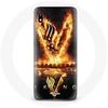 Image de Coque pour Samsung Galaxy A10 Vikings Série Saison 6 logo V Epée de Feu Fond Noir