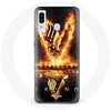 Image de Coque pour Samsung Galaxy A20 Vikings Série Saison 6 logo V Epée de Feu Fond Noir