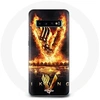 Image de Coque pour Samsung Galaxy S10 Vikings Série Saison 6 logo V Epée de Feu Fond Noir