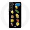 Image de Coque pour Samsung Galaxy S22 Les Simpson autocollants fond noir