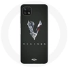 Image de Coque pour Samsung Galaxy A22 5G Vikings Série Saison 6 logo V Epée Gris Fond Noir