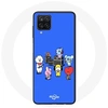 Image de Coque pour Samsung Galaxy A12 BTS BT21 Tata Chimmy Cooky Rj Koya Shooky Et Mang Jouent De la musique Fond Bleu