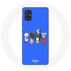 Image de Coque pour Samsung Galaxy A71 BTS BT21 Tata Chimmy Cooky Rj Koya Shooky Et Mang Jouent De la musique Fond Bleu