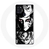 Image de Coque pour Samsung Galaxy A21s Sangoku Naruto Luffy one piece Dragon Ball Z fond noir et blanc anime manga