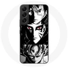 Image de Coque pour Samsung Galaxy S22 Sangoku Naruto Luffy one piece Dragon Ball Z fond noir et blanc anime manga