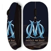 Image de Souris noir Sans Fil OM logo bleue et dorée stade