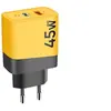 Image de Chargeur mural GaN USB + USB-C 45W Microgrid Tactical Noir / Jaune