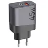 Image de Chargeur mural GaN USB + USB-C 45W Microgrid Tactical Gris foncé