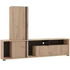 Image de Mur TV avec 3 portes et 3 niches - Naturel clair et noir - BELUTZY