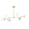 Image de Lustre en métal - 6 globes - L. 100 x H. 52 cm - Doré et blanc - DAMAR