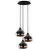 Image de Lustre en métal à hauteur réglable - 3 abat-jours - D. 37 x H. 25/111 cm - Noir et cuivré - YILDO