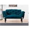 Image de Canapé 2 places transformable en lit tissu bleu pétrole Pliaz 155cm