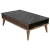 Image de Table basse en bois noyer et noir effet marbre avec rangement Roma 105cm