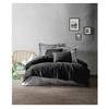 Image de Parure de lit - 129CTN62694 - 1 housse de couette 220 x 240 cm + 2 taies d'oreiller 60 x 60 cm - 100% coton ranforcé - Noir