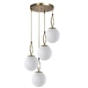 Image de Lustre en métal 4 globes - D. 30 x H. 70 cm - Blanc et cuivre - ASROUN