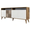 Image de Buffet en bois noyer et blanc 4 portes Roma 180cm
