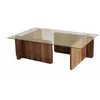 Image de Table basse en verre trempé - Naturel foncé et Transparent - AZRA