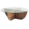 Image de Table basse en verre trempé - Naturel foncé et Transparent - AYSUN