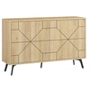 Image de Buffet 4 portes bois clair motif géométrique Kuzako 123 cm
