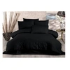 Image de Parure de lit - 1 housse de couette 220 x 240 cm + 2 taies d'oreiller 60 x 60 cm - 80% coton, 20% polyester - Noir